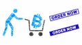 Bitcoin Shopping Cart Mosaic and Scratched Rectangle Order Now Watermarks Royalty Free Stock Photo