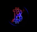 Bitcoin sign on black background. New investment ideas