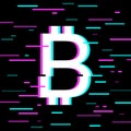 Bitcoin sign in glitch style