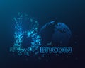 Bitcoin sign with glowing explosion effect