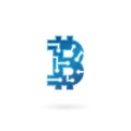 Bitcoin sign icon. Blue cryptocurrency logo. Vector blockchain symbol.