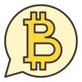 Bitcoin sign in Speech Bubble vector Cryptocurrency colored icon or sign