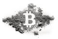 Bitcoin sign symbol made in ash, dust or dirt Royalty Free Stock Photo