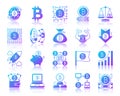 Bitcoin simple gradient icons vector set Royalty Free Stock Photo