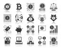 Bitcoin black silhouette icons vector set Royalty Free Stock Photo