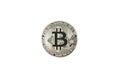 Bitcoin silver coin on a white background