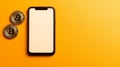Bitcoin on smartphone, exploring mobile cryptocurrency investments, digital finance, and blockchain technology