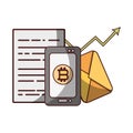 Bitcoin smartphone uptrend trade application cryptocurrency digital money