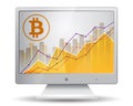 Bitcoin statistics chart showing different growing graphs on the Royalty Free Stock Photo