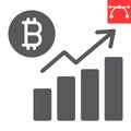 Bitcoin statistics glyph icon, graph and growth, bitcoin diagram vector icon, vector graphics, editable stroke solid