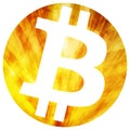 Bitcoin stylized in a gold coin. Vector