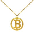 Bitcoin Symbol as Golden Coulomb with Chain. 3d Rendering