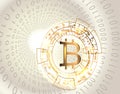 Bitcoin symbol and binary code. Royalty Free Stock Photo