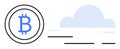 Bitcoin Symbol Next to a Cloud Icon Representing Digital Currency and Cloud Computing Integration Royalty Free Stock Photo