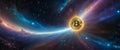 Bitcoin Symbol in Cosmic Space Background Royalty Free Stock Photo