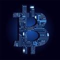 Bitcoin coin and electronic circuit Royalty Free Stock Photo