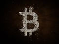 Bitcoin symbol explosion, bitcoin price drops,price go down concept, crypt o currency illustration isolated on dark background