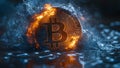 Bitcoin Symbol with Fire Ice Effect Representing Cryptocurrency Volatility Blockchain Technology Royalty Free Stock Photo