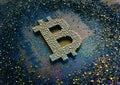 Bitcoin symbol on futuristic tech background Royalty Free Stock Photo