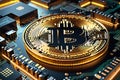 Bitcoin embed in a circuit futuristic