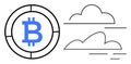 Bitcoin Symbol Inside Circular Design with Minimalist Cloud Elements Royalty Free Stock Photo