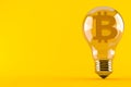 Bitcoin symbol inside light bulb