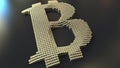 Bitcoin symbol made of many coin stacks, 3D rendering