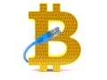 Bitcoin symbol with network cable Royalty Free Stock Photo