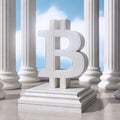 Bitcoin symbol on pedestal with columns Royalty Free Stock Photo