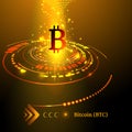 Bitcoin symbol and price chart. Cryptocurrency concept. Futuristic design