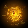 Bitcoin symbol and price chart. Cryptocurrency concept. Futuristic vector design