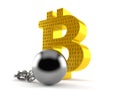 Bitcoin symbol with prison ball