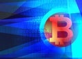 Bitcoin symbol tech glowing background Royalty Free Stock Photo