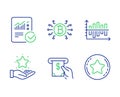 Bitcoin system, Diagram chart and Loyalty program icons set. Vector Royalty Free Stock Photo