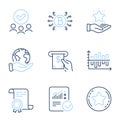 Bitcoin system, Diagram chart and Loyalty program icons set. Vector Royalty Free Stock Photo