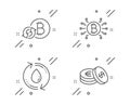 Bitcoin system, Refresh bitcoin and Refill water icons set. Savings sign. Vector