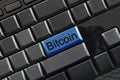 Bitcoin text on button Enter of black keyboard background. Royalty Free Stock Photo