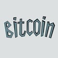 Bitcoin text on stone vector illustration