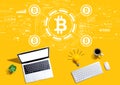 Bitcoin theme with computers with a light bulb