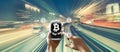 Bitcoin theme with high speed motion blur