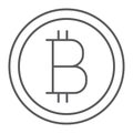 Bitcoin thin line icon, money and finance Royalty Free Stock Photo