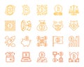 Bitcoin simple color line icons vector set Royalty Free Stock Photo