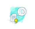 Bitcoin think line icon. Cryptocurrency head sign. Vector