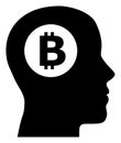 Bitcoin Thinking Flat Icon Raster Royalty Free Stock Photo