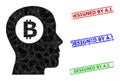 Bitcoin Thinking Triangle Icon and Distress Designed by A.I. Simple Stamps
