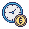 Bitcoin time value, value of bitcoin, value of time, bitcoin fully editable vector icons Royalty Free Stock Photo