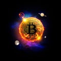 Bitcoin to the moon Royalty Free Stock Photo