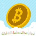 Bitcoin Townscape back image illustration_skyline