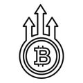 Bitcoin trade grow icon, outline style