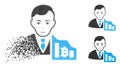 Dissolved Dot Halftone Bitcoin Trader Icon with Face